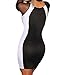 made2envy Colorblock Hourglass Mesh Sheer Long Slee (S, Black/White) C2170WS