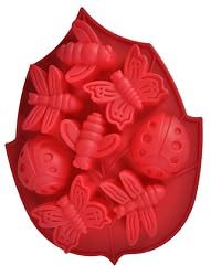 8 Cavity Insect Silicone Cake Mold Pan (Lady Bugs, Butterflies, Bees and Dragonflies) Cavities are 2 3/4" x 2 3/4" x 1 1/4" deep