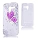 Mavis's Diary for Motorala Moto X Phone 3D Handmade Crystal Butterfly Bling Diamond Hard Cover White Case with Soft Clean Cloth - Purple