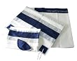 Tallit Elyashiv:Wool - Navy, Gold and Silver - by Galilee Silks ( 20x72 " )