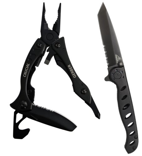 Gerber 31-001015 Crucial With Strap Cutter and EVO Mid Knife Combo