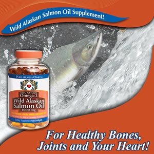 Pure Alaska Omega-3 Wild Alaskan Salmon Oil, 1000mg Softgels, 180-Count
