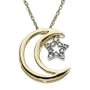 14k Two-Tone Gold Moon and Star Diamond Pendant (.03 cttw, J Color, I2 Clarity)