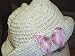 Ht57wpbfy, Hand crocheted White gimp Hat With Pink Butterfly