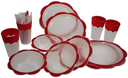 Cuisine Collection 24 Piece Plastic Picnic Set, Red