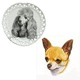 Full Color Chihuahua, Smooth Shaped Plate, Porcelain by Rosalinde (8' diameter)