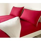 Great Value easy care cotton mix duvet set (duvet cover and pillowcase set ) - Red / Natural - Single
