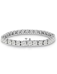 15ct Round Setting Diamond Tennis Bracelet Crafted In Solid 14 Karat White Gold