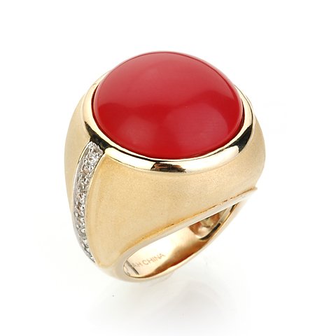 SYNTHETIC CORAL COCKTAIL RING