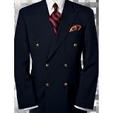 Ventless 100% Wrinkle Resistant Double-Breasted Travel Blazer Navy 48 Regular