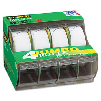 Scotch 4105 - Magic Office Tape & Refillable Dispenser, 3/4 x 300, 1 Core, 4/Box