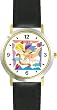 Cupid with Bow & Arrow in Pastel - Cherub, Angel or Cupid Theme - WATCHBUDDY&reg; DELUXE TWO-TONE THEME WATCH - Arabic Numbers - Black Leather Strap-Size-Large ( Men's Size or Jumbo Women's Size )