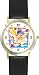 Cupid with Bow & Arrow in Pastel - Cherub, Angel or Cupid Theme - WATCHBUDDY&reg; DELUXE TWO-TONE THEME WATCH - Arabic Numbers - Black Leather Strap-Size-Large ( Men's Size or Jumbo Women's Size )