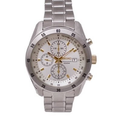 Seiko Men's SNDC45 Chronograph Brushed and Polished Link Bracelet Silver Dial Watch