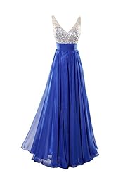 V-neck Sequined Cocktail Chiffon Evening Dress/Bridesmaid Dress/Prom Dress/Party Dress/Wedding Dress 