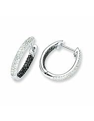 0.6 Carat 14K White Gold Black & White Diamond In-Out Hoop Earrings
