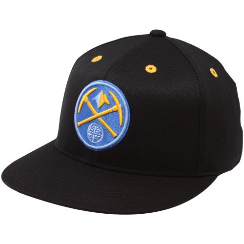adidas Denver Nuggets Black 210 Flat Bill Fitted Hat (Small/Medium)