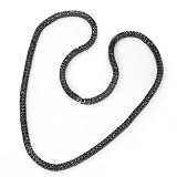 Stainless Steel With 2 Row Cubic Zirconia Mens Hip Hop 8.5 mm wide 30 inch long Black Chain Necklace Iced Out Stainless Steel With 2 Row Cubic Zirconia Mens Hip Hop 8.5 mm wide 30 inch long Black Chain Necklace Iced Out