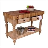 American Heritage Rustica Butcher Block Table Size Shelf: 30 x 24, Finish: Alabaster White by 