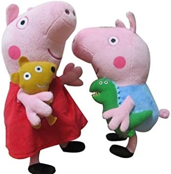 2pcs Peppa Pig Plush Doll Stuffed Toy Peppa &amp; GEORGE 8` For Kids Gift Multicoloured,12 inch