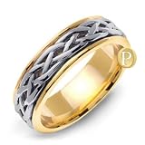 DAGDA 14K Two-Tone Gold Weaved Style Celtic Wedding Band Ring