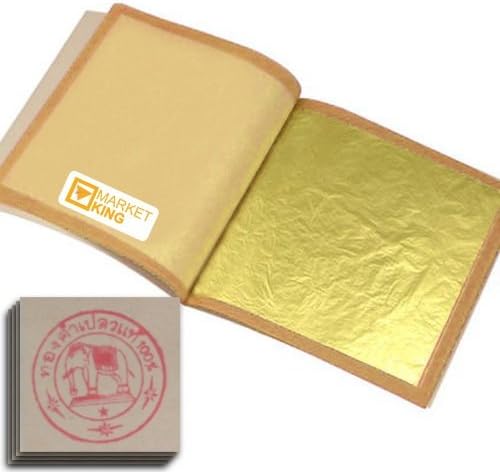 Edible Gold Leaf LOT 1000 Leaves 24 Karat Xx-reg-large Gold Leaf 4.4 X 4.7cm Pure Gold 24k Edible Genuine Authentic for Foods, Cakes &amp; Chocolates, Decoration, Health &amp; Beauty, Home Arts &amp; Crafts, Metal Working, Marketking Brand