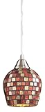 IMAGE OF 1 Light Pendant In Satin Nickel And Multi Mosaic Glass