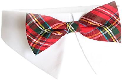 UsagiTeam Wsc030L Pet Dog Royal Stewart Tuxedo Bowtie Shirt Collar, Adjustable Handmade in USA, 15-18" L, Large