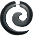Tribal Ohrring aus Sono Holz, Spirale , schwarz, Edelstahlbügel, Fake Piercing