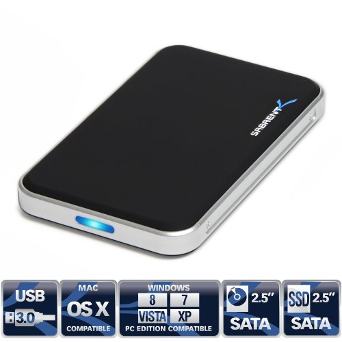 Sabrent USB 3.0 To 2.5-Inch Sata Aluminum Hard Drive Enclosure Case (for 9.5mm, 12.5mm 2.5-Inch SATA-I, SATA-II, SATA-III HDD and SSD) Black (EC-TB4P)