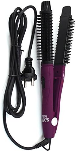 Jolia Professional Hair Straightener Flat Irons & Hair Curling Irons & Hot Hair Brush 3 in 1 Dual Voltage (Purple)
