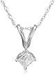 10k Choice of White or Yellow Gold Princess Cut Diamond Solitaire Pendant (1/10 ct, J-K Color, I2-I3 Clarity)