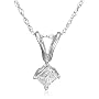 10k White or Yellow Gold Princess Cut Diamond Solitaire Pendant (1/10 ct, J-K Color, I2-I3 Clarity)