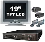 Clover 19in. TFT LCD All-In-One Internet-Accessible DVR System and 4 Cameras, Model# TBUN19070