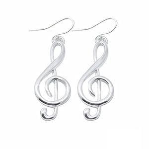 Earrings Treble Clef on 925 sterling silver hooks