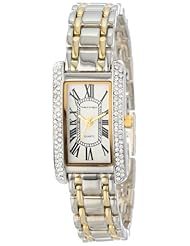 Vernier Womens VNR111-28TT Classic Feminine Rectangular Two-Tone Easy-Read Quartz Bracelet Watch