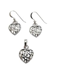 the grace eboutique Hearts Swirl Earring and Pendant Set