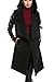 ACEVOG Women Faux Leather Patchwork Long Sleeve Wide Lapel Wool Blend Long Coat