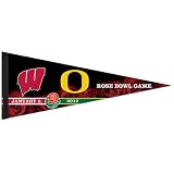 Wisconsin Badgers vs. Oregon Ducks 12'' x 30'' 2012 Rose Bowl Bound Dueling Premium Pennant