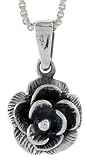 Sterling Silver Flower Pendant, 9/16 (14mm) 5/8 (16mm).