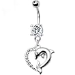 Clear Cubic Zirconia Heart Dolphin Belly Ring