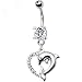 Clear Cubic Zirconia Heart Dolphin Belly Ring