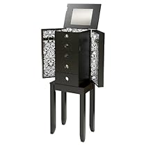 Linon Jenna Jewelry Armoire in Black