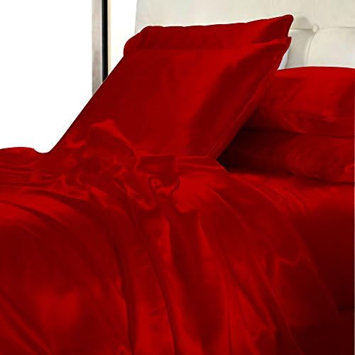 Bedding Spa Satin Duvet Set Color- Blood Red Solid Size Full