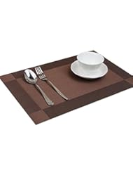 Home: DinaChef Table Placemats for Kitchen or Dining Room, Quality Thermal Bonded Edges, Reversible and Waterproof, Rectangle Place Mat Set, Woven Best Vinyl Placemat for Heat Protection, Set of 4 Mats - DinaChef