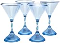 Buztronics 4 Pack Blue Light Up 6-Ounce Martini Glasses