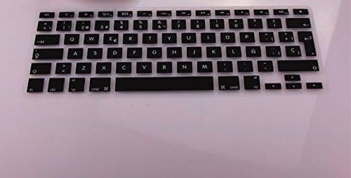 Generic Spanish language Silicone UK EU Keyboard Cover skin For Macbook 17 inch , Black
