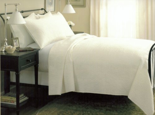 Classic Cotton Sateen Quilted Coverlet Blanket Quilt w/ Lots of Stitching