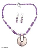 Amethyst jewelry set, 'Royal Talisman' 0.4 W 18.9 L