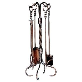 Fireplace Tool Set: Antique Copper Five Piece Fireset by Uniflame